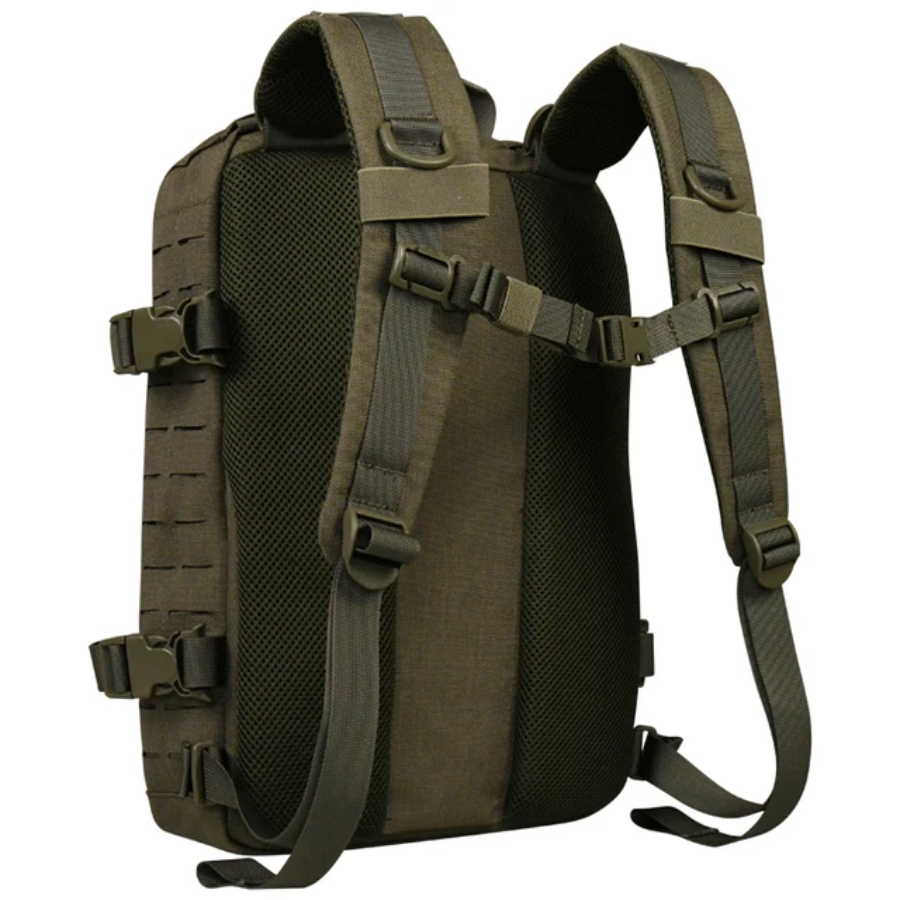 Backpack with helmet pouch attachment