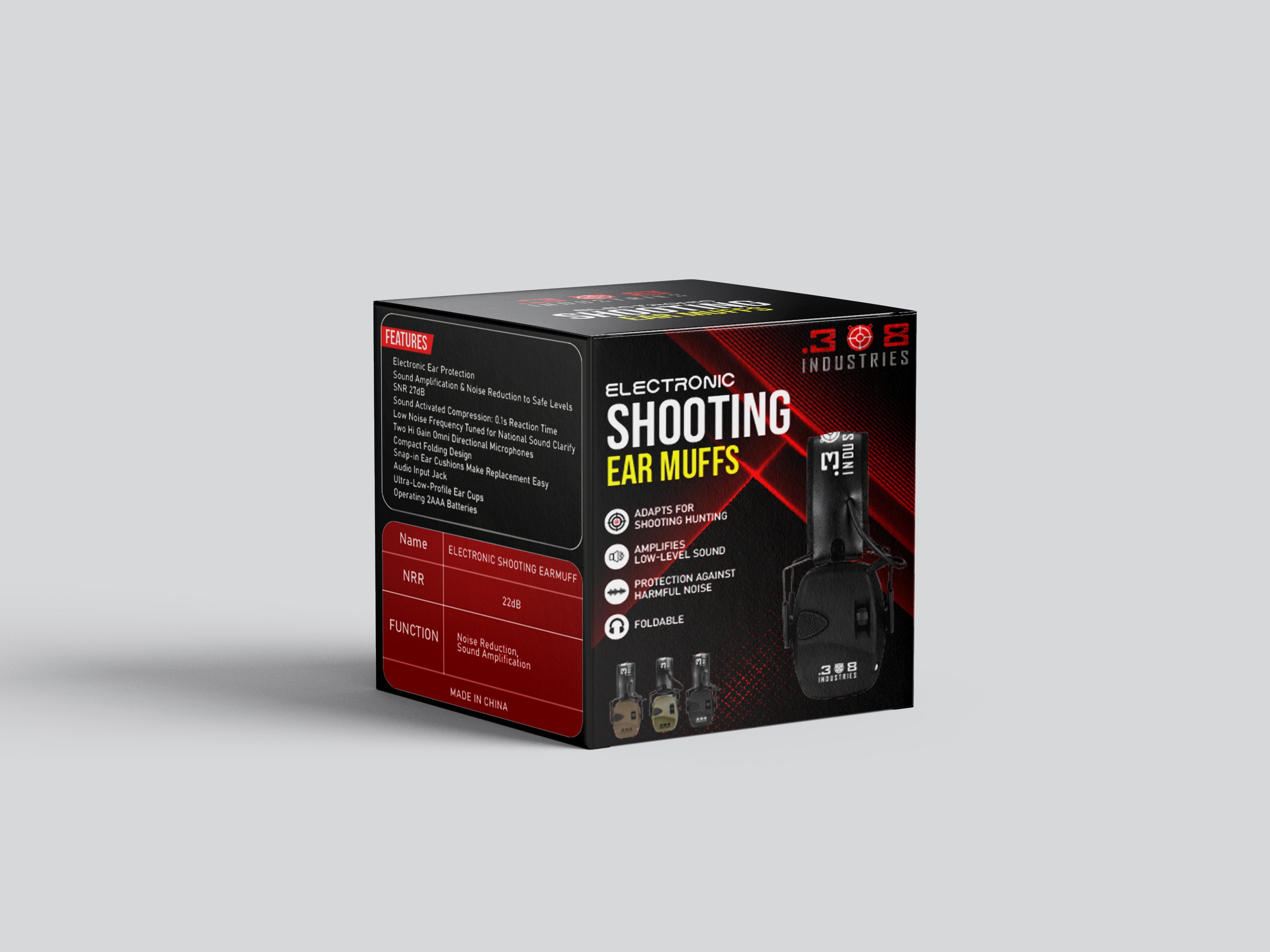 308 Electronic Ear Muffs- Hearing Protection