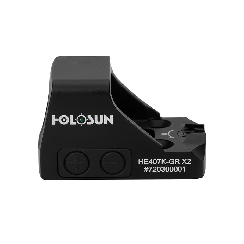 Holosun 407K-GR-X2 Green Dot, Black Color, Side Battery, 6 MOA Dot