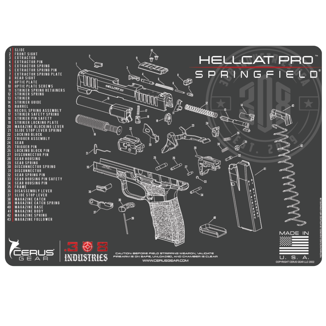 Hellcat PRO SCHEMATIC Cleaning Mat