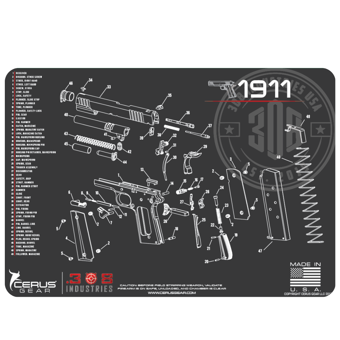 1911 SCHEMATIC Cleaning Mat