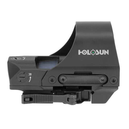 Holosun HE510C-GR ELITE, Open Reflex, Green 2MOA Dot or 2MOA Dot with 65MOA Circle, Solar with Internal Battery, Quick Release Mount, AR Riser, Protective Hood, Black