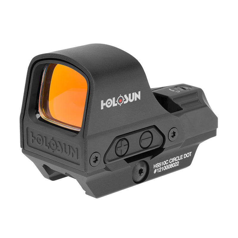 Holosun HS510C, 2MOA Dot or 2MOA Dot with 65MOA Circle Reflex Red Dot , Quick Release Mount, AR Riser, Protective Hood, Black