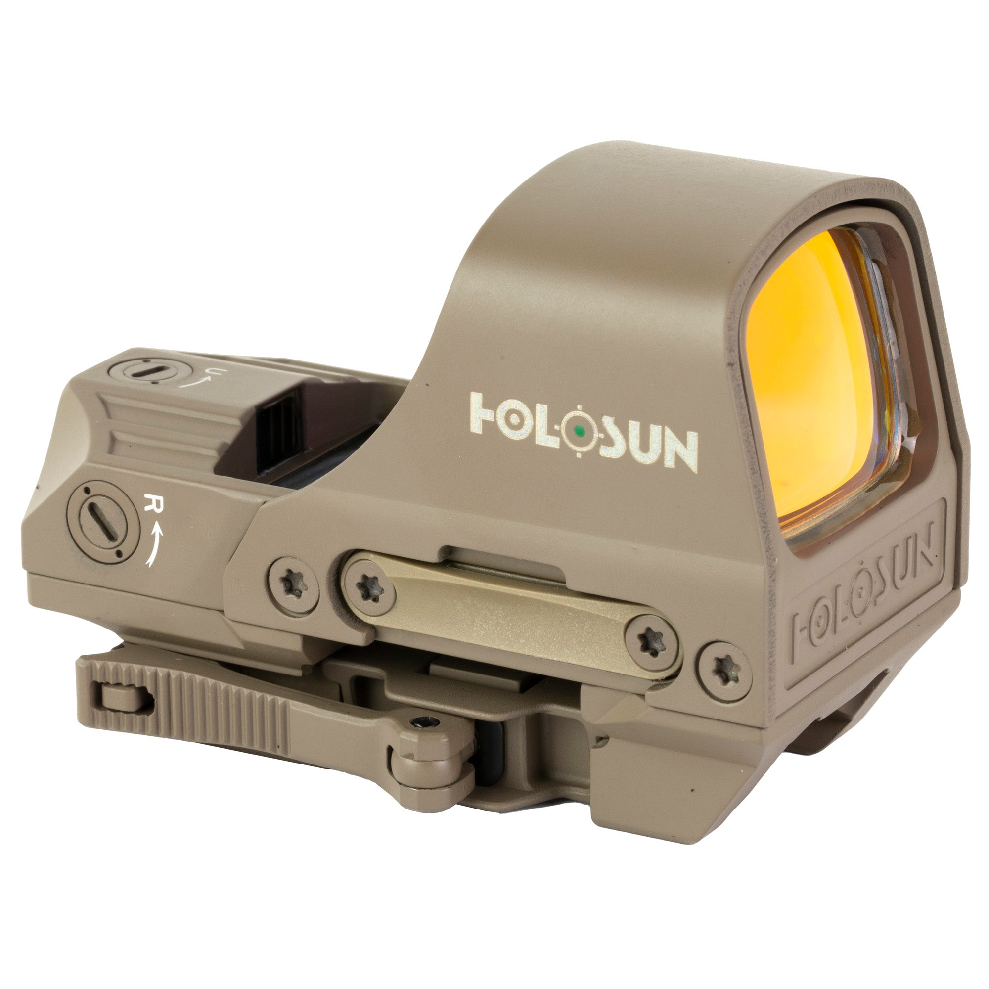 Holosun HE510C-GR-FDE, ELITE, Reflex Sight, Multiple Reticle, 65 MOA Circle, 2 MOA Green Dot, Aluminum Housing, Matte Finish, Solar with Internal Battery