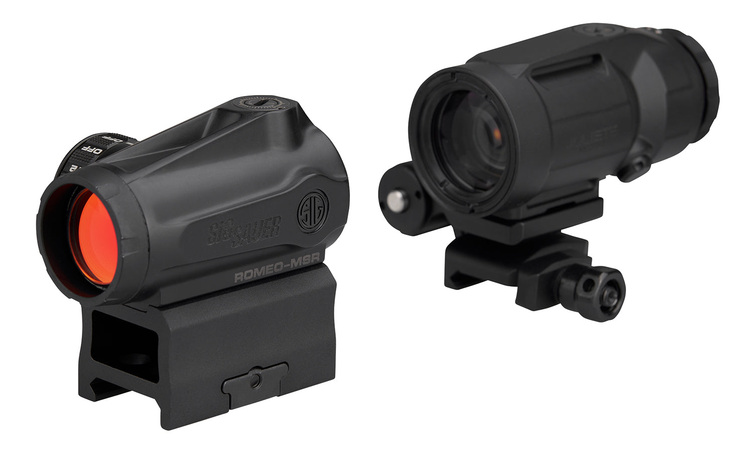 Sig Sauer, ROMEO MSR Gen II/Juliet 3 Micro Combo Kit, Red Dot Sight with Juliet3-Micro Magnifier, 3X22, 2 MOA, Black, Includes 90 Degree Push-Button Flip-to-Side Magnifier Mount