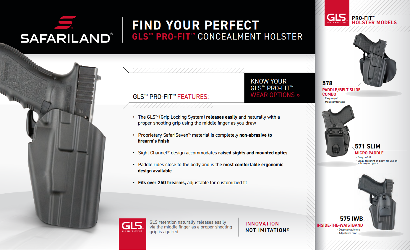 578 - GLS™ Pro-Fit™ Holster, Paddle & Belt Loop Combo - Black- Right Hand