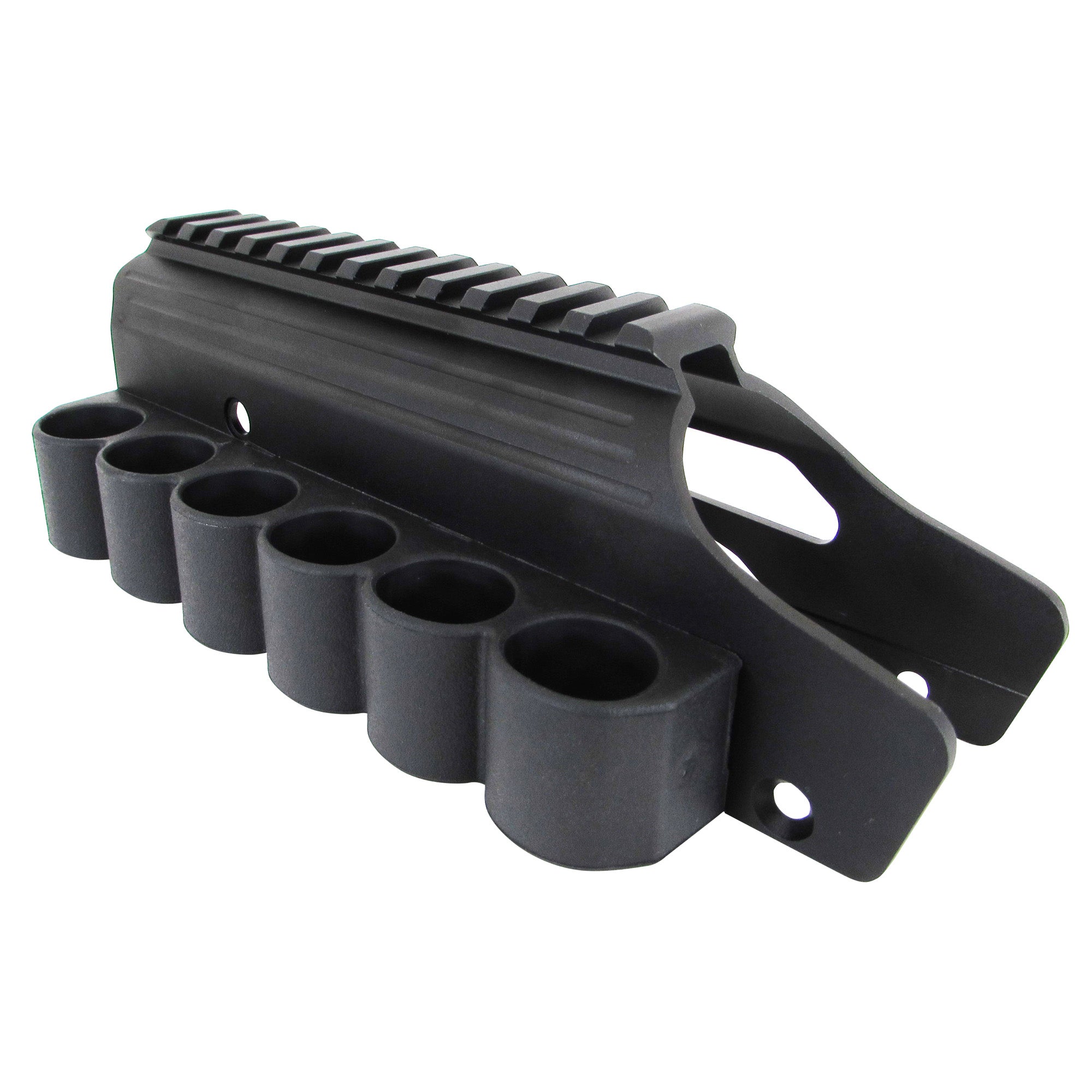 TacStar, Shotgun Rail Mount with SideSaddle, 12 Gauge, Fits Mossberg 500/590, Black Finish