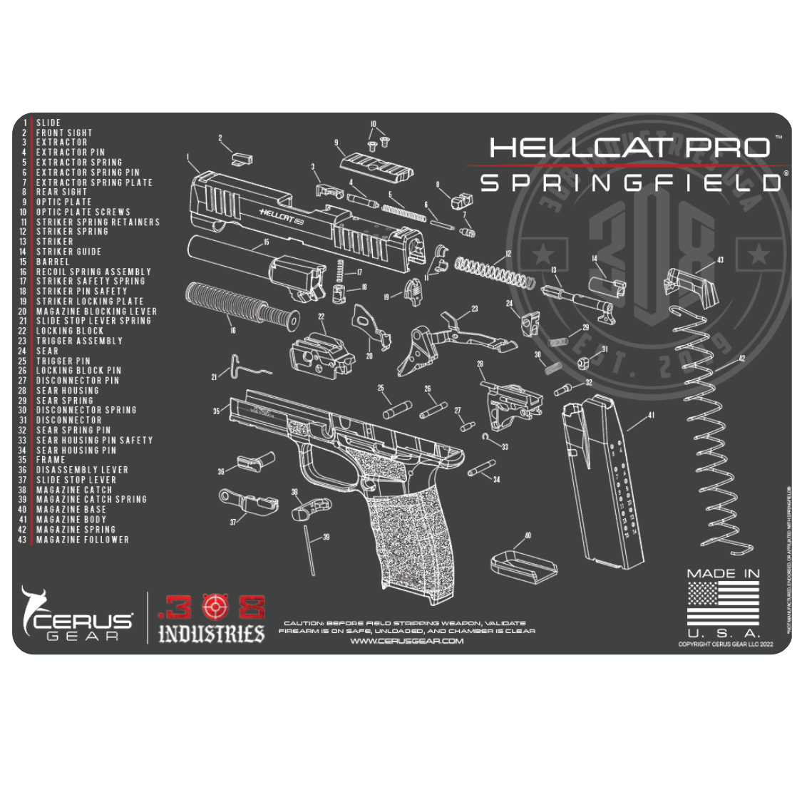 Hellcat PRO SCHEMATIC HANDGUN MAT