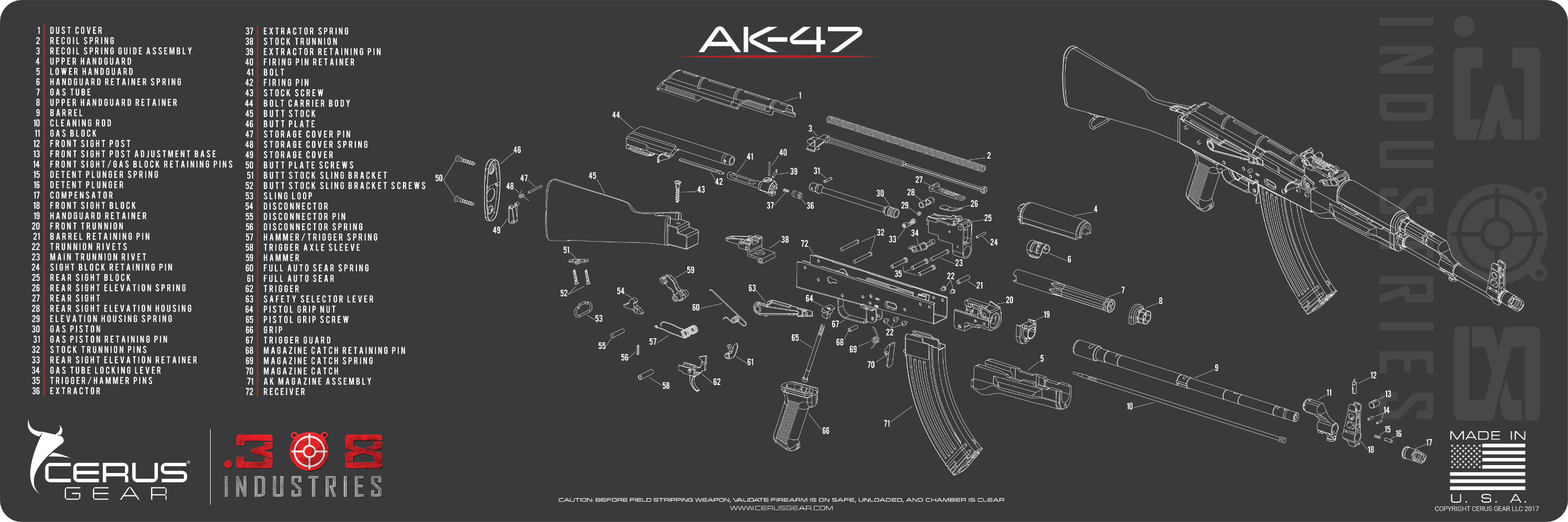 AK 47  SCHEMATIC RIFLE CLEANING MAT