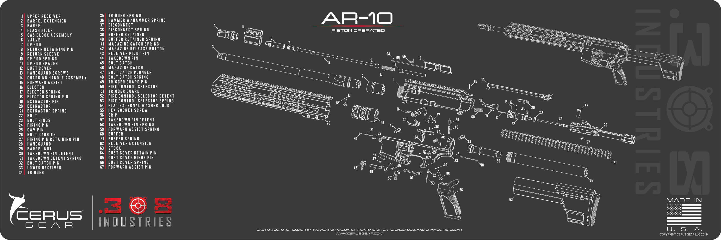 AR-10 SCHEMATIC RIFLE CLEANING MAT